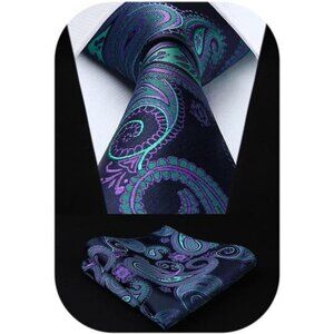 Mens paisley tie and pocket square set floral necktie formal wedding